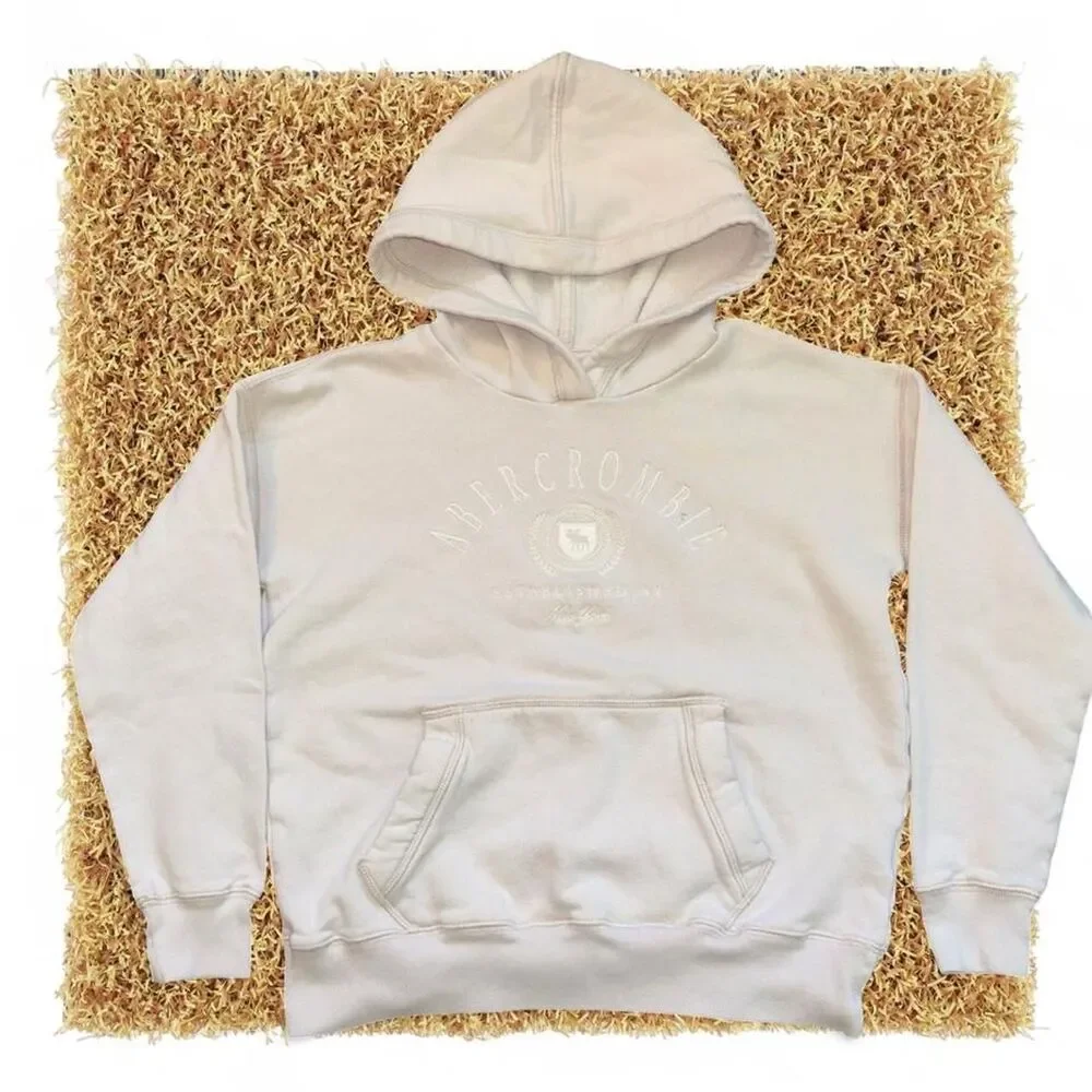 Abercrombie-fitch White and Cream Hoodie